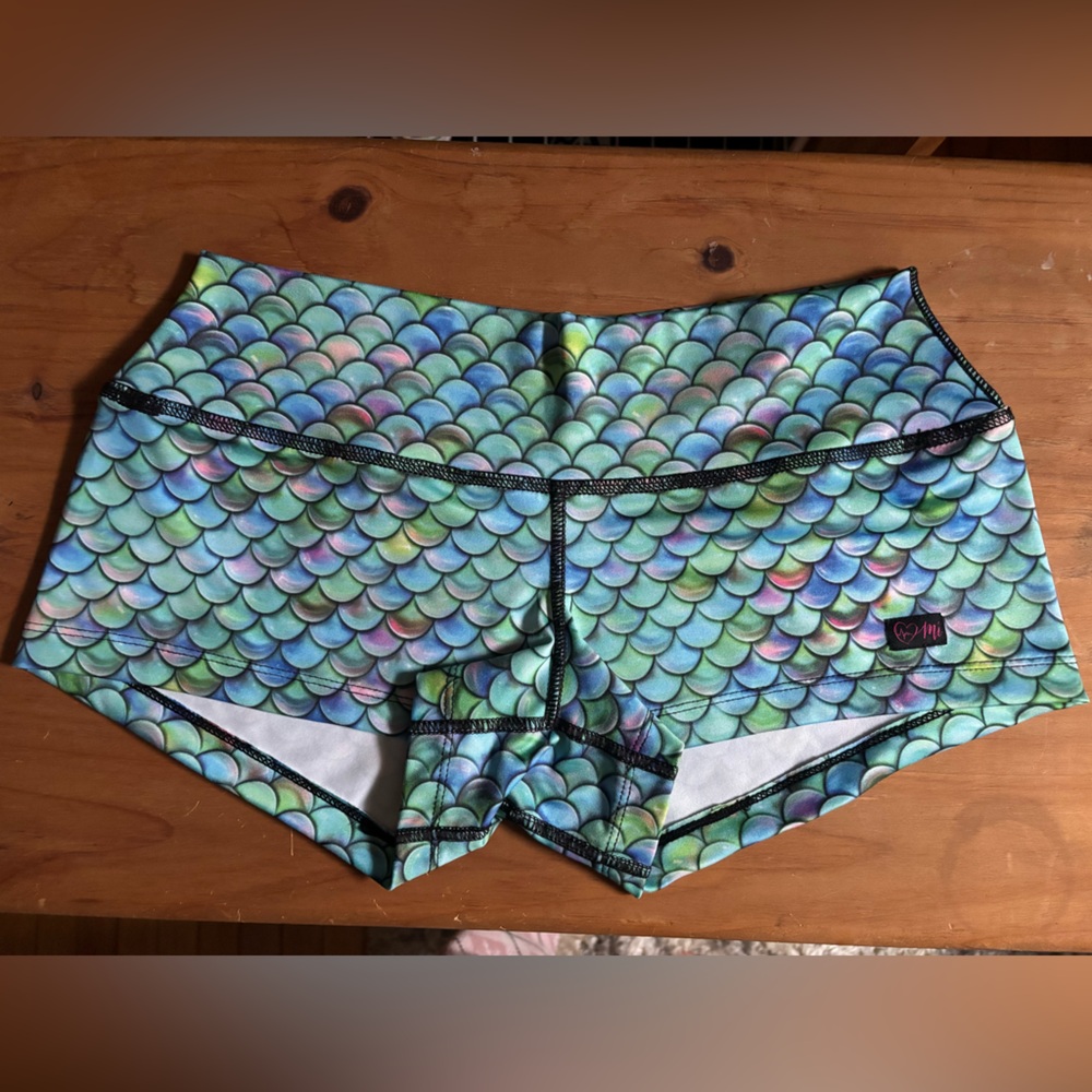 Designed by: MI Colorful Mermaid Scale Patterned Athletic Shorts